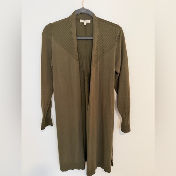 Peyton Primrose Sweaters - *EUC* Olive Green Women's Open Front Duster Style Cardigan Sweater